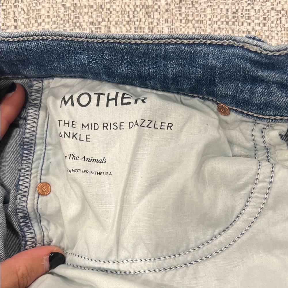 MOTHER Straight-Leg Jeans in Medium Blue Denim - Picture 2 of 3